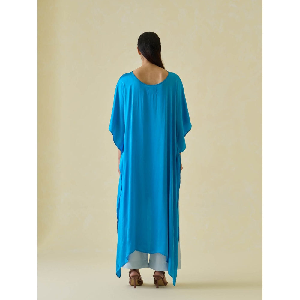 No Grey Area Blue High Low Kaftan Top