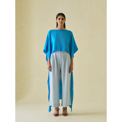 No Grey Area Blue High Low Kaftan Top