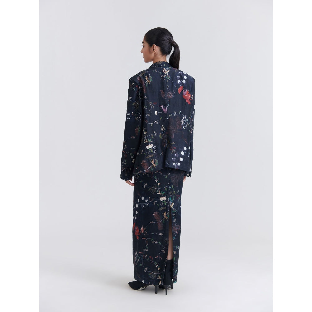 No Grey Area Navy Blue Maalai Suiting Blazer