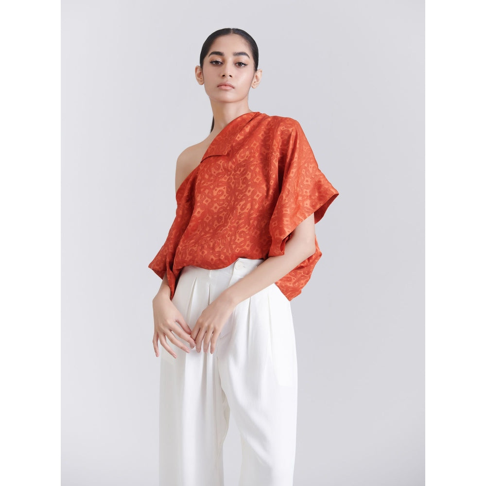 No Grey Area Orange Kolam Ancient Square Top