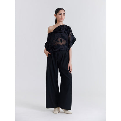 No Grey Area Black Bollywood Straight Trouser