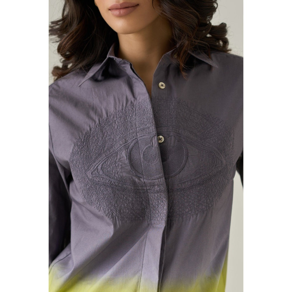 No Grey Area Grey Embroidered Shirt