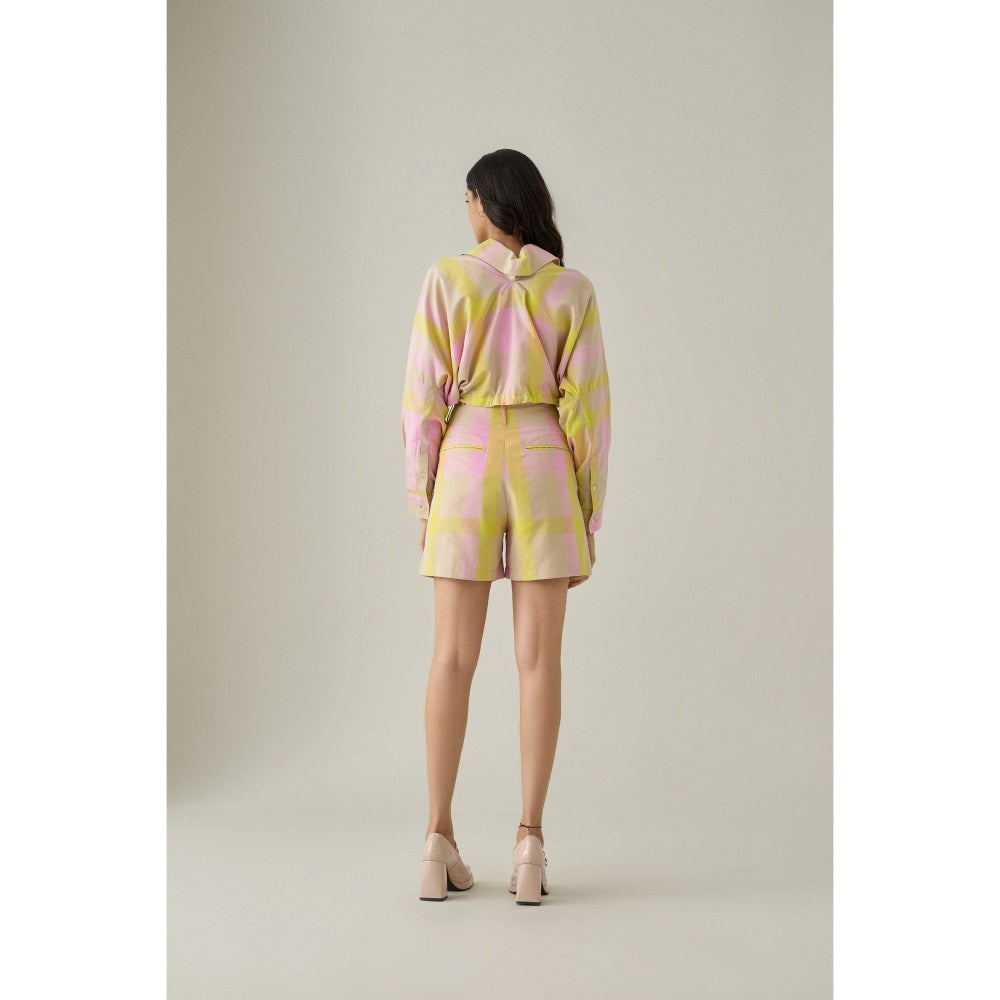 No Grey Area Multi-Colour Madras Cropped Shirt
