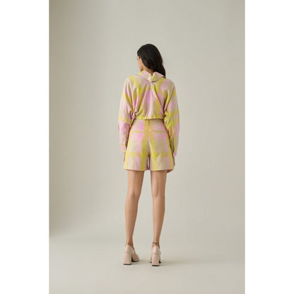 No Grey Area Multi-Colour Madras Cropped Shirt