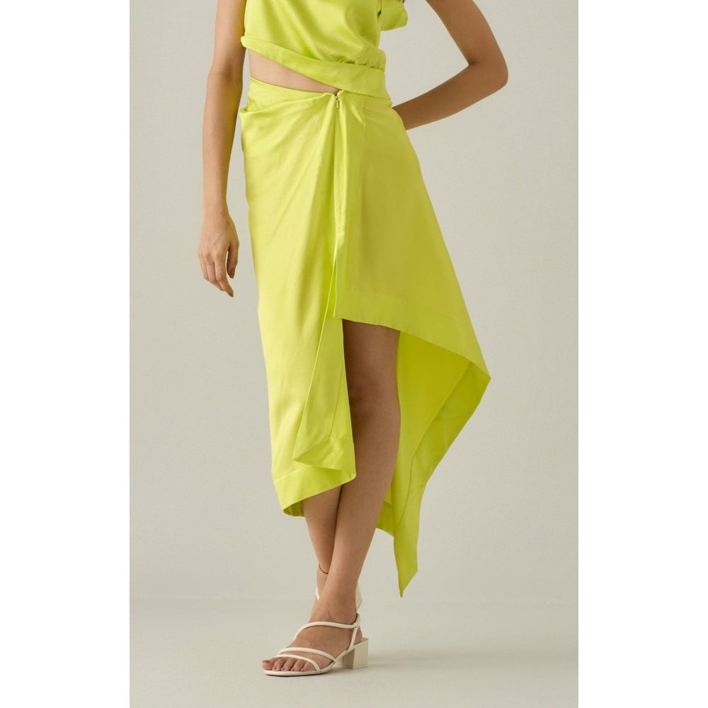 No Grey Area Green Draped Skirt