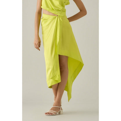 No Grey Area Green Draped Skirt