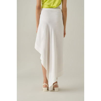 No Grey Area White Draped Skirt
