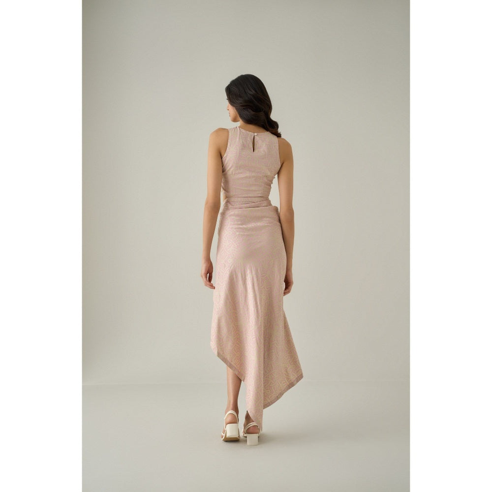 No Grey Area Beige Draped Dress