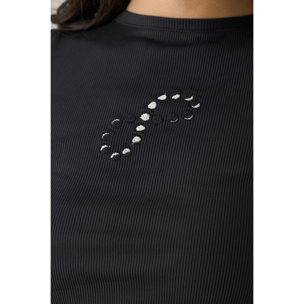No Grey Area Navy Blue Moon Analemma Cropped Tank Top