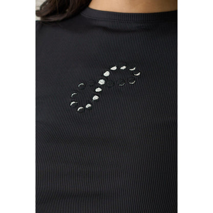 No Grey Area Navy Blue Moon Analemma Cropped Tank Top