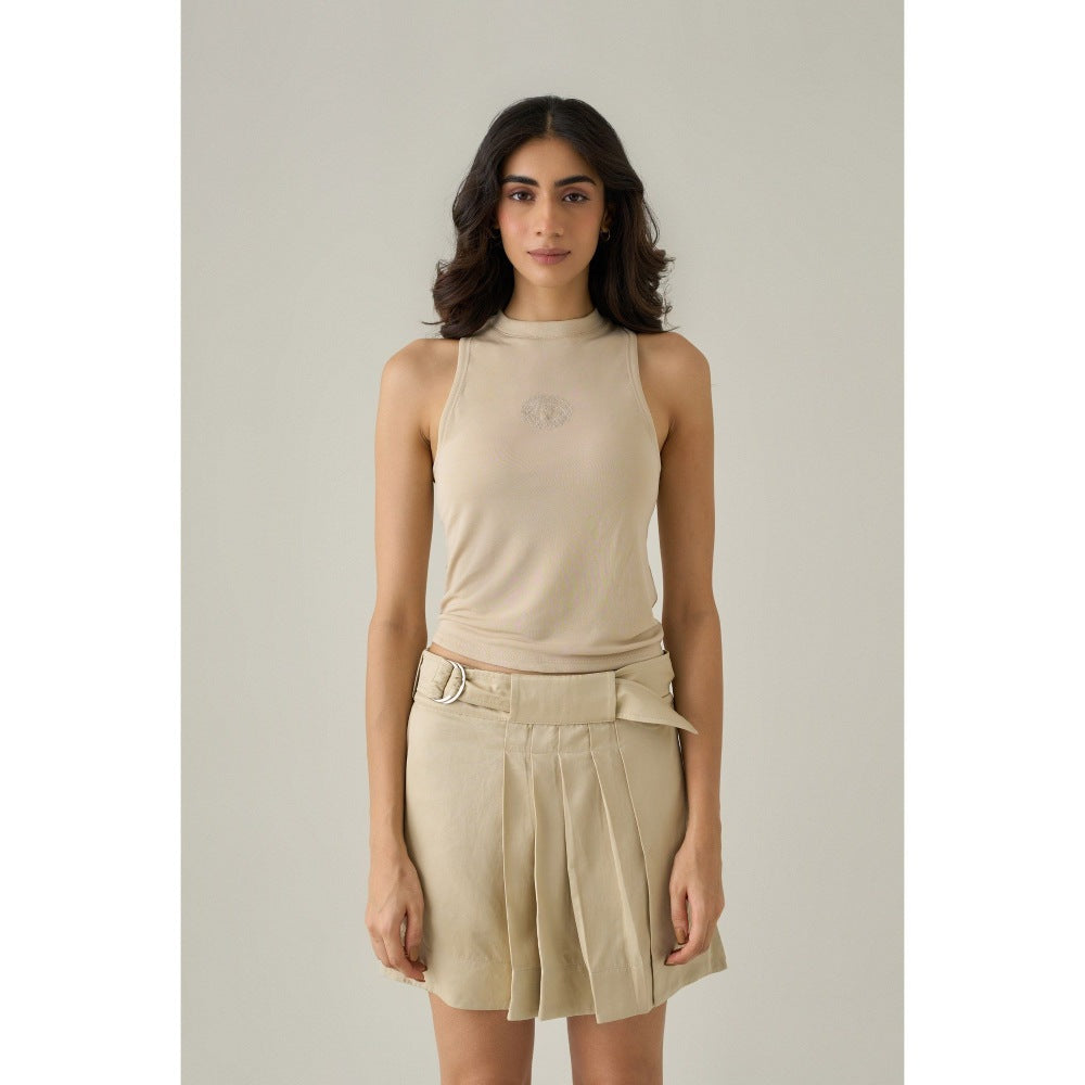 No Grey Area Beige Third Eye Tank Top