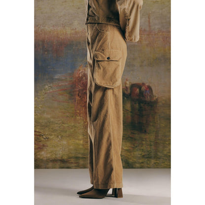 No Grey Area Beige Corduroy Cargos