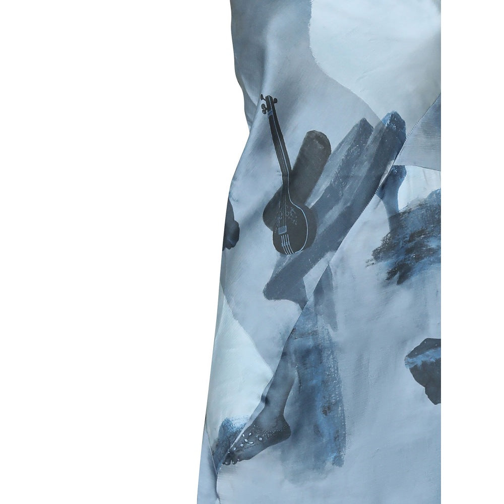 No Grey Area Surrealist Tonal Draped Dress
