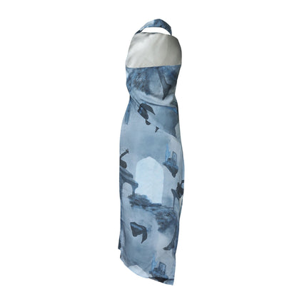 No Grey Area Surrealist Tonal Draped Dress