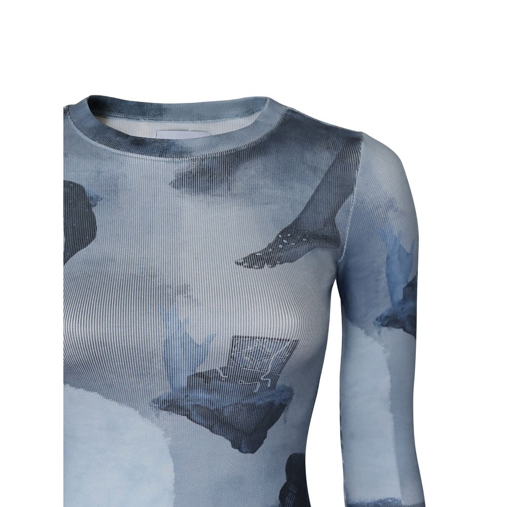 No Grey Area Surrealist Tonal Rib Top