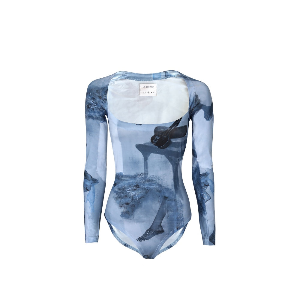 No Grey Area Monochrome Surrealist Bodysuit