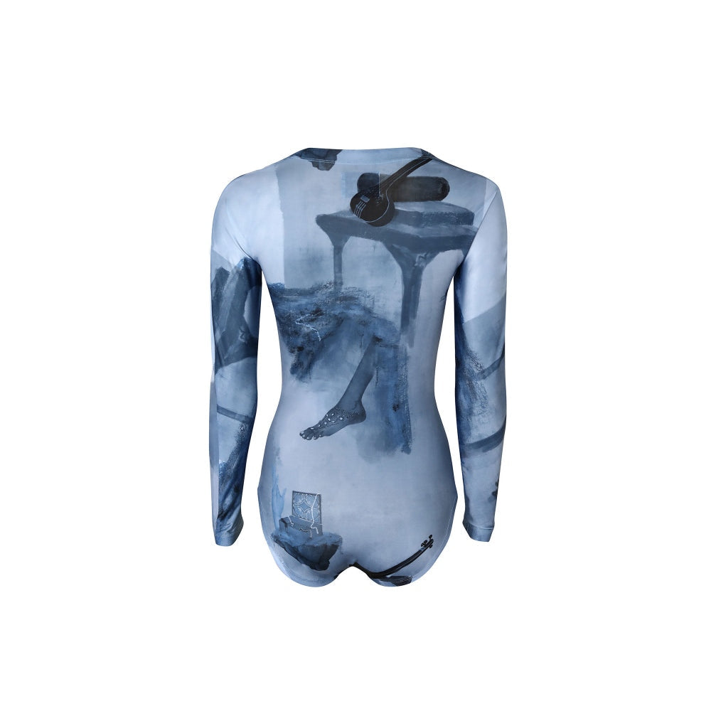 No Grey Area Monochrome Surrealist Bodysuit