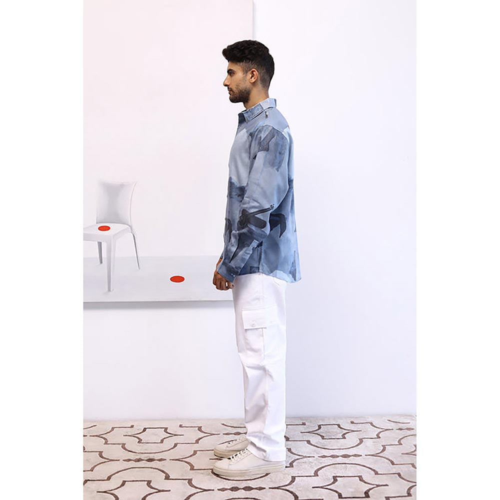 No Grey Area Blue Surrealist Tonal Shirt