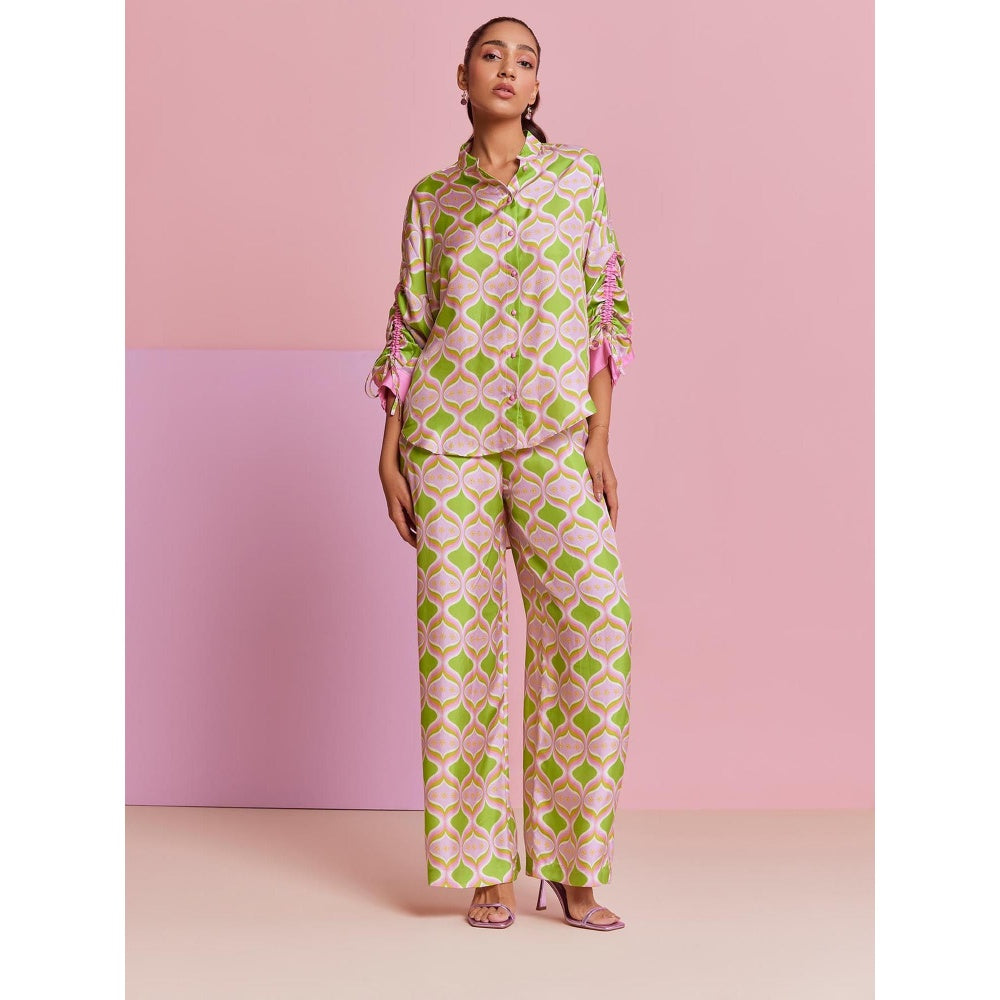 NOIB Green Thais Printed Shirt