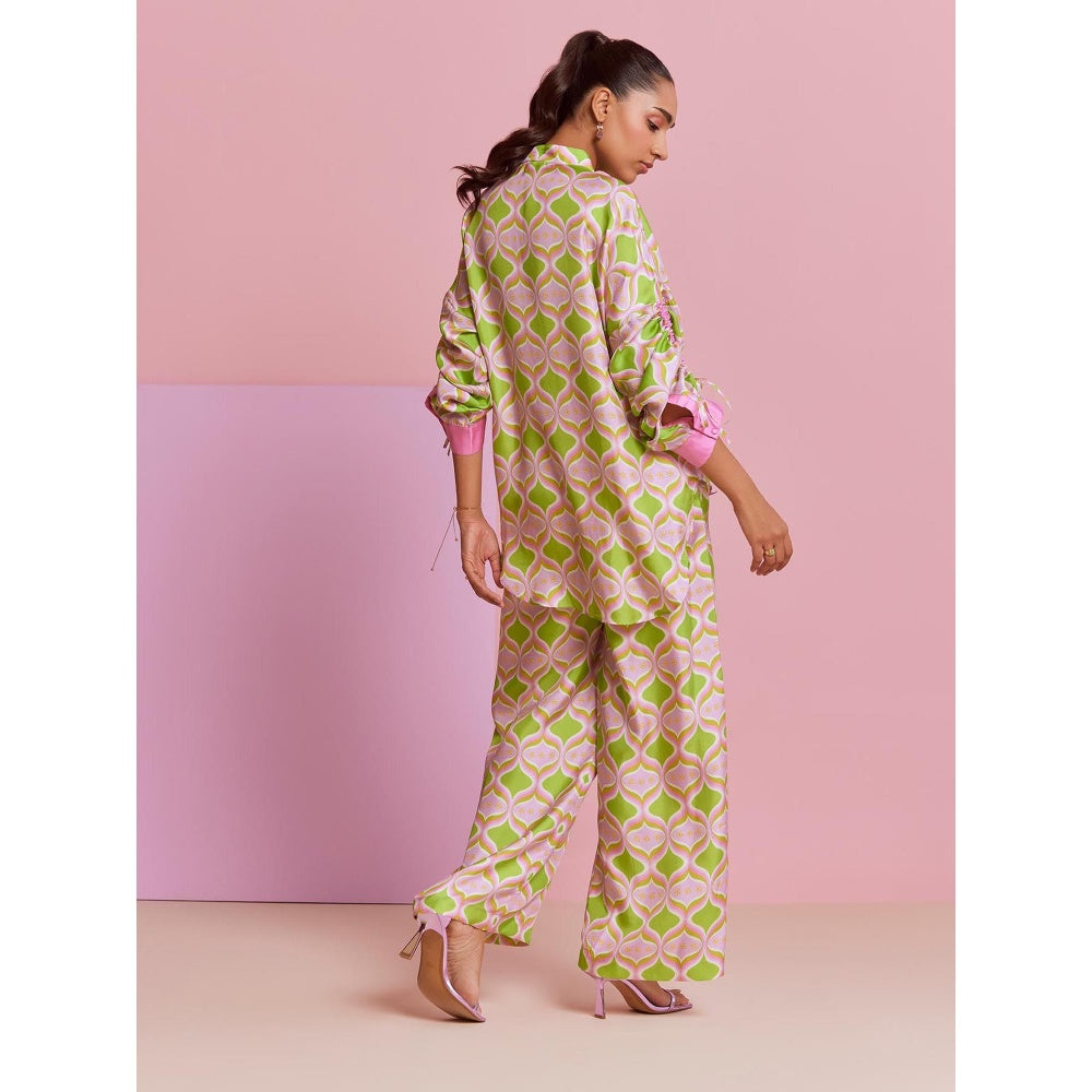 NOIB Green Thais Printed Shirt