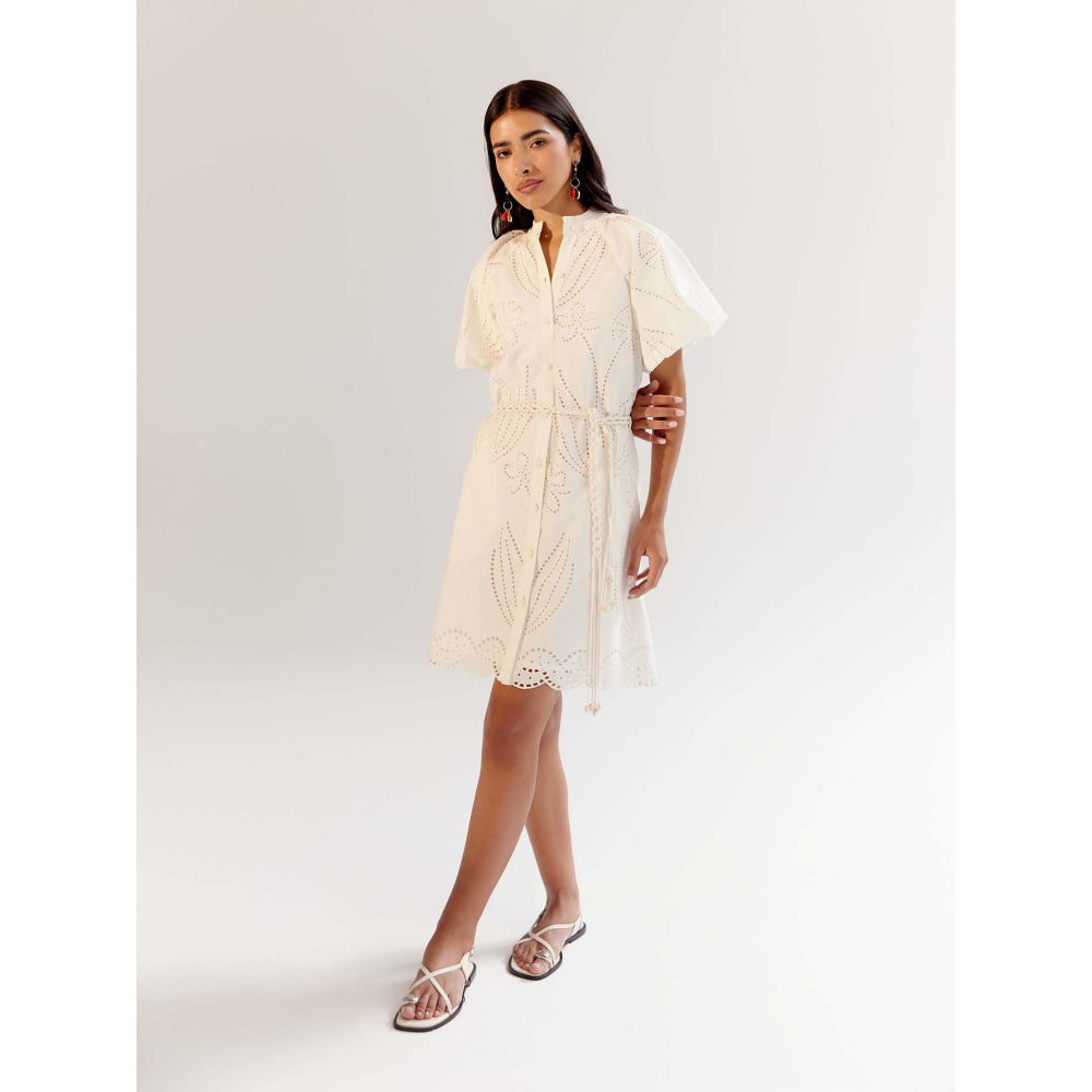NOIB Florence Mini Dress with Belt - White (Set of 2)