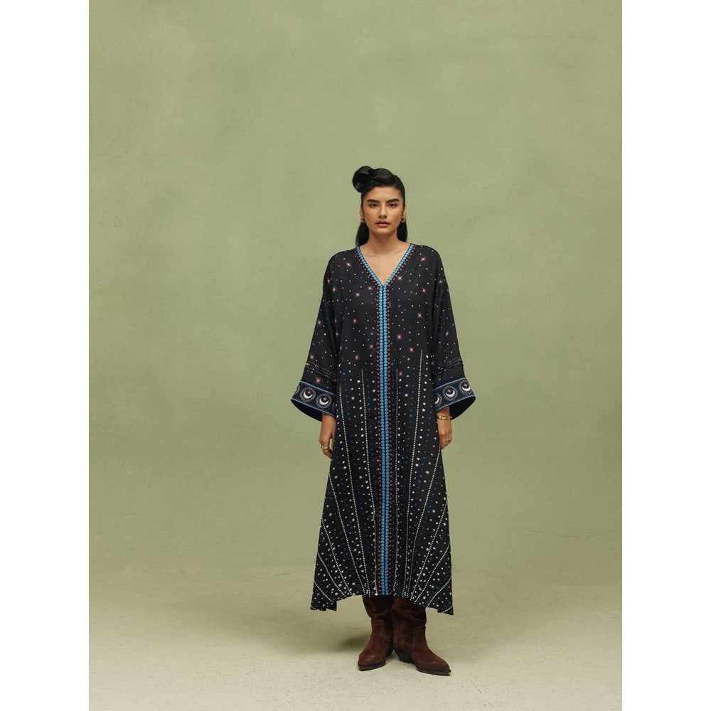 NOIB Black Adah Printed Kaftan Dress