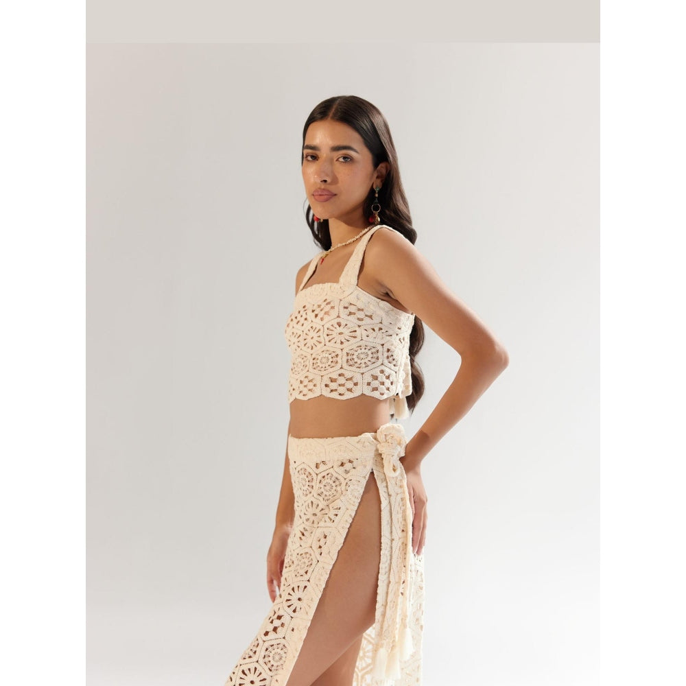 NOIB White Magda Cotton High Waist Skirt