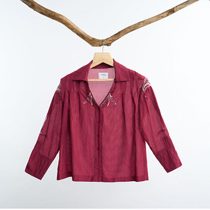 nona Lehr Pleated Shirt-Wine