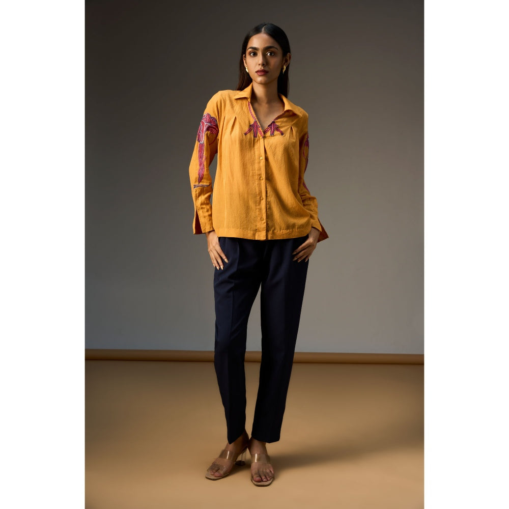 nona Lehr Pleated Shirt-Mustard