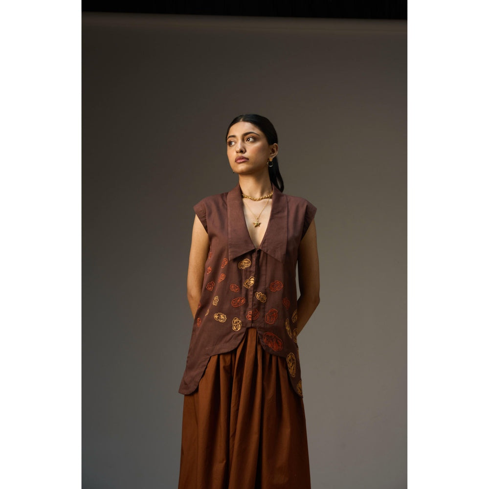 nona Lehr Asymmetric Shirt-Brown