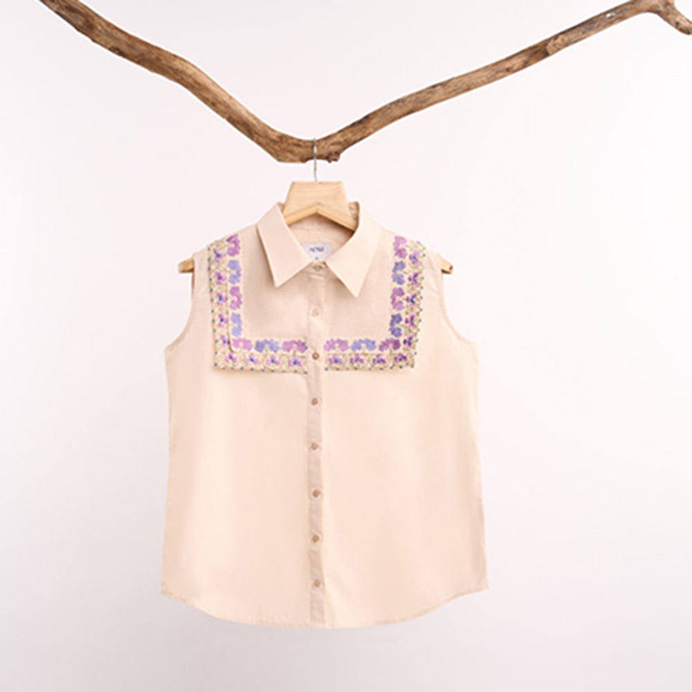 nona Lehr Yoke Shirt-Beige