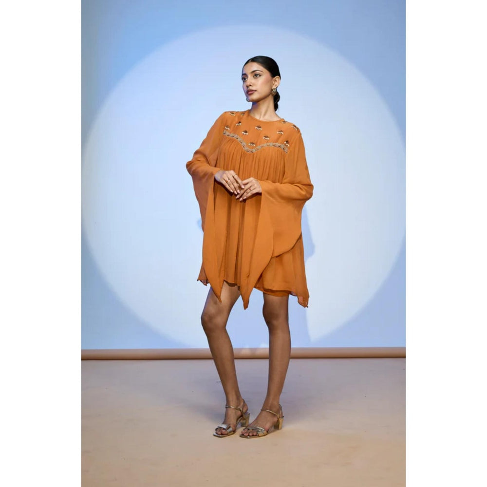 nona Rust Lehr Flared Mini Dress
