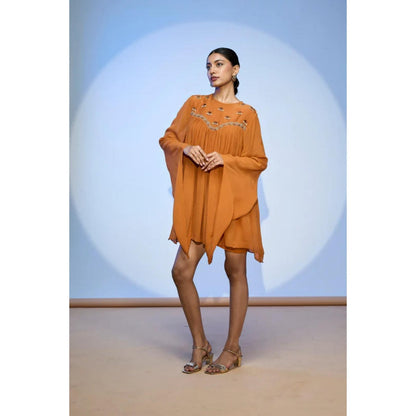 nona Rust Lehr Flared Mini Dress