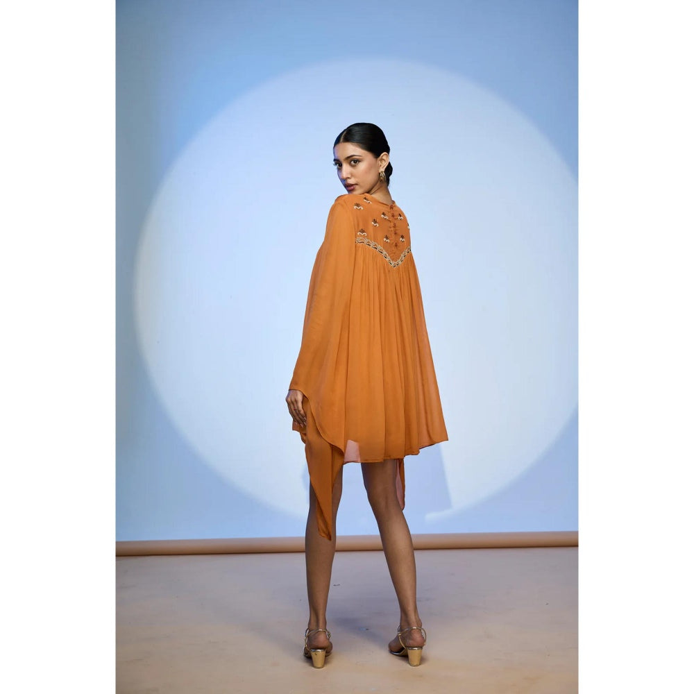 nona Rust Lehr Flared Mini Dress