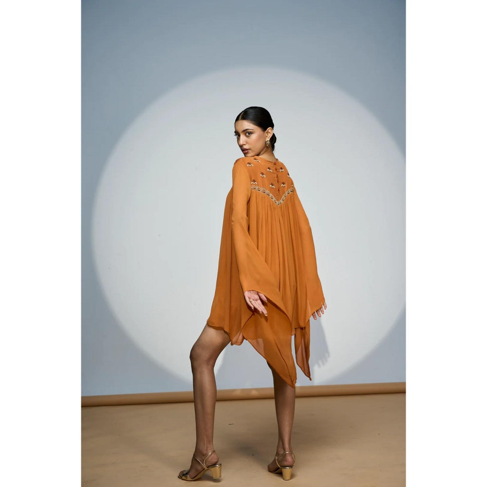 nona Rust Lehr Flared Mini Dress