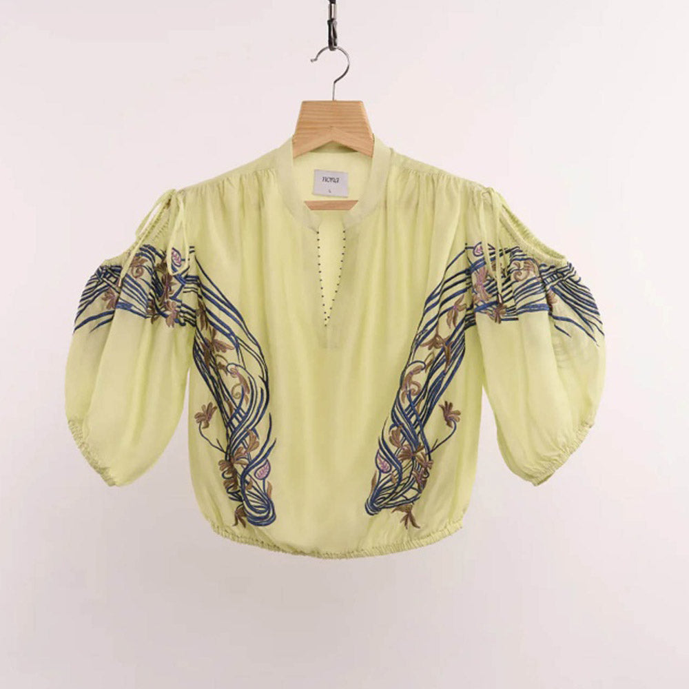 nona Yellow Lehr Cut Out Crop Top