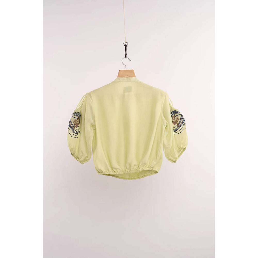 nona Yellow Lehr Cut Out Crop Top