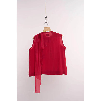 nona Red Lehr Scarf Top