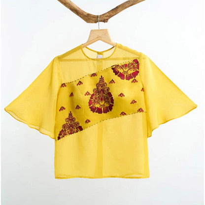 nona Yellow Lehr Sheer Top