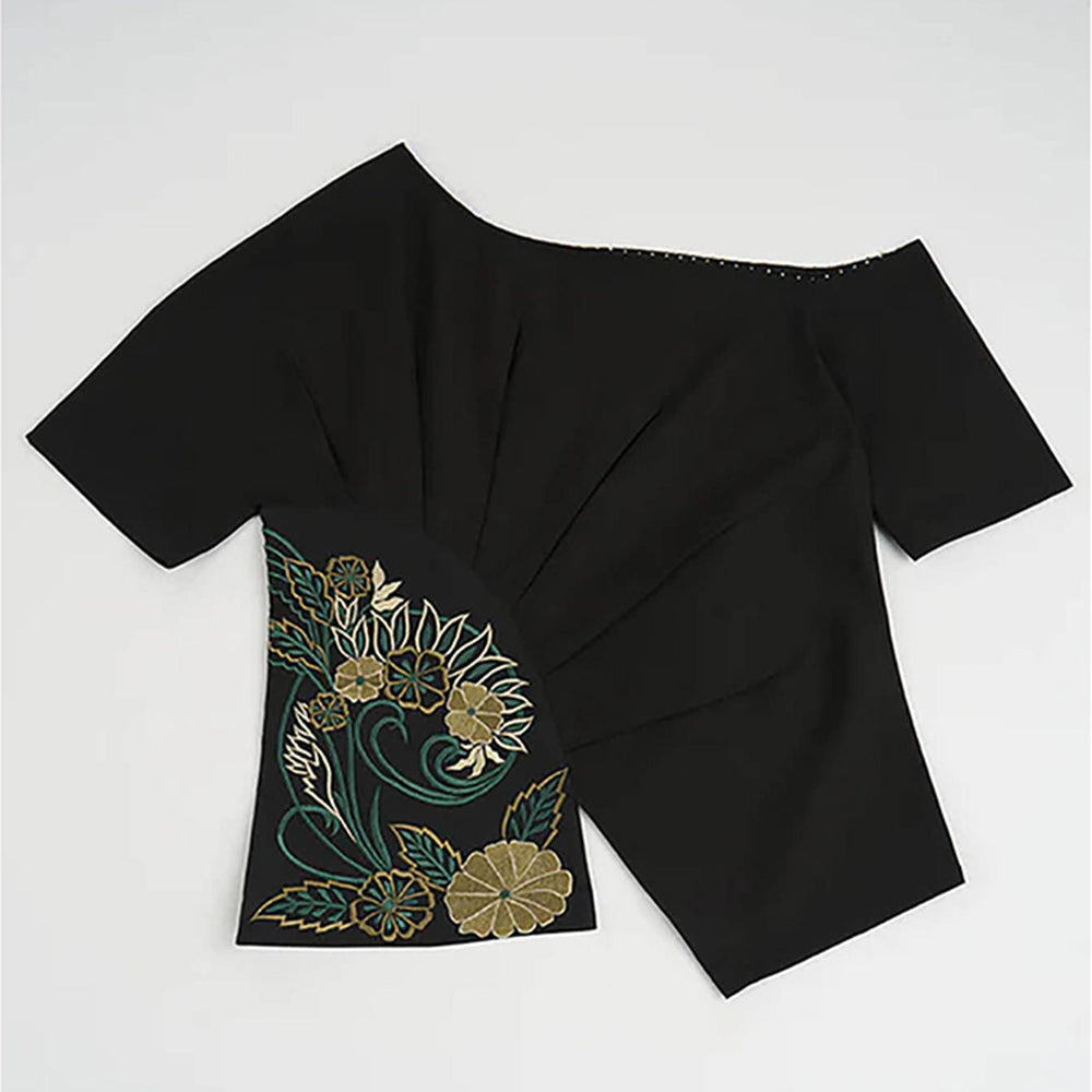 nona Black Lehr Peplum Top