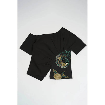 nona Black Lehr Peplum Top