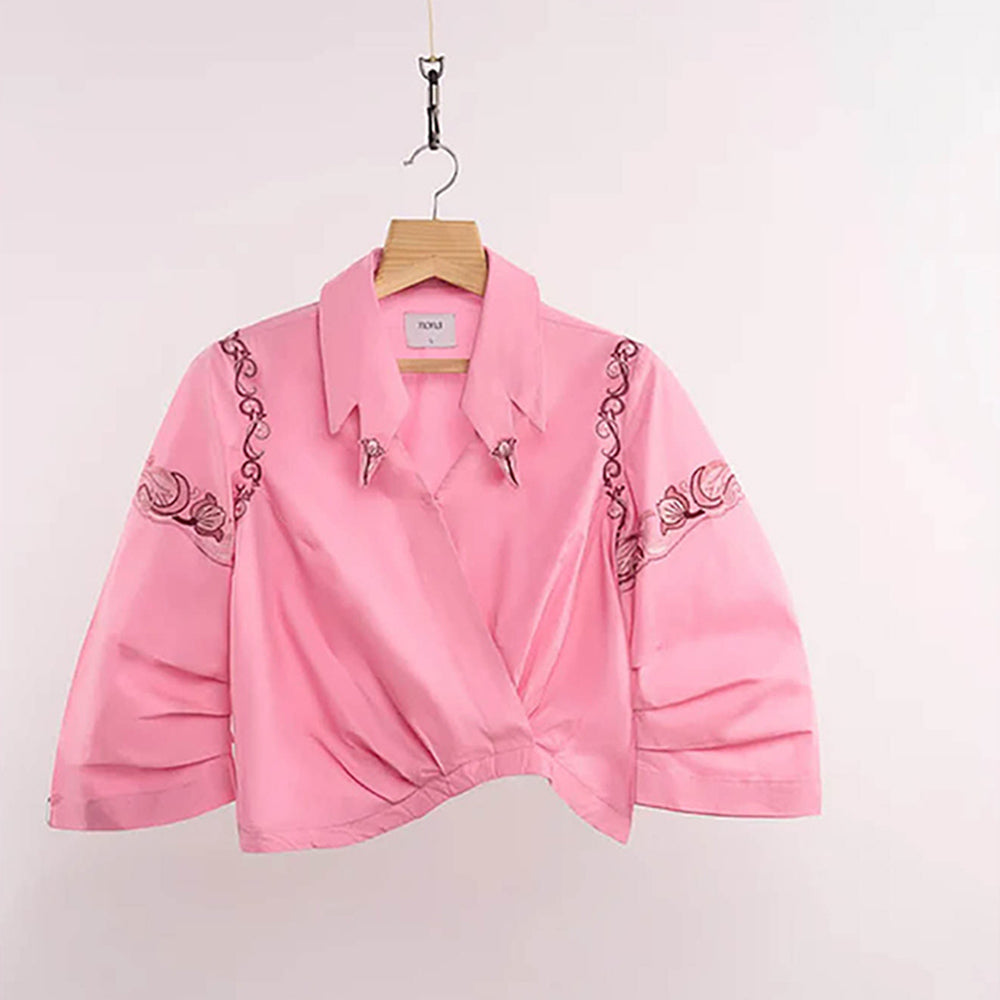 nona Pink Lehr Overlapped Top