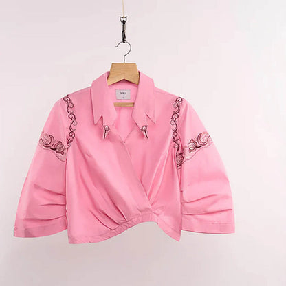 nona Pink Lehr Overlapped Top