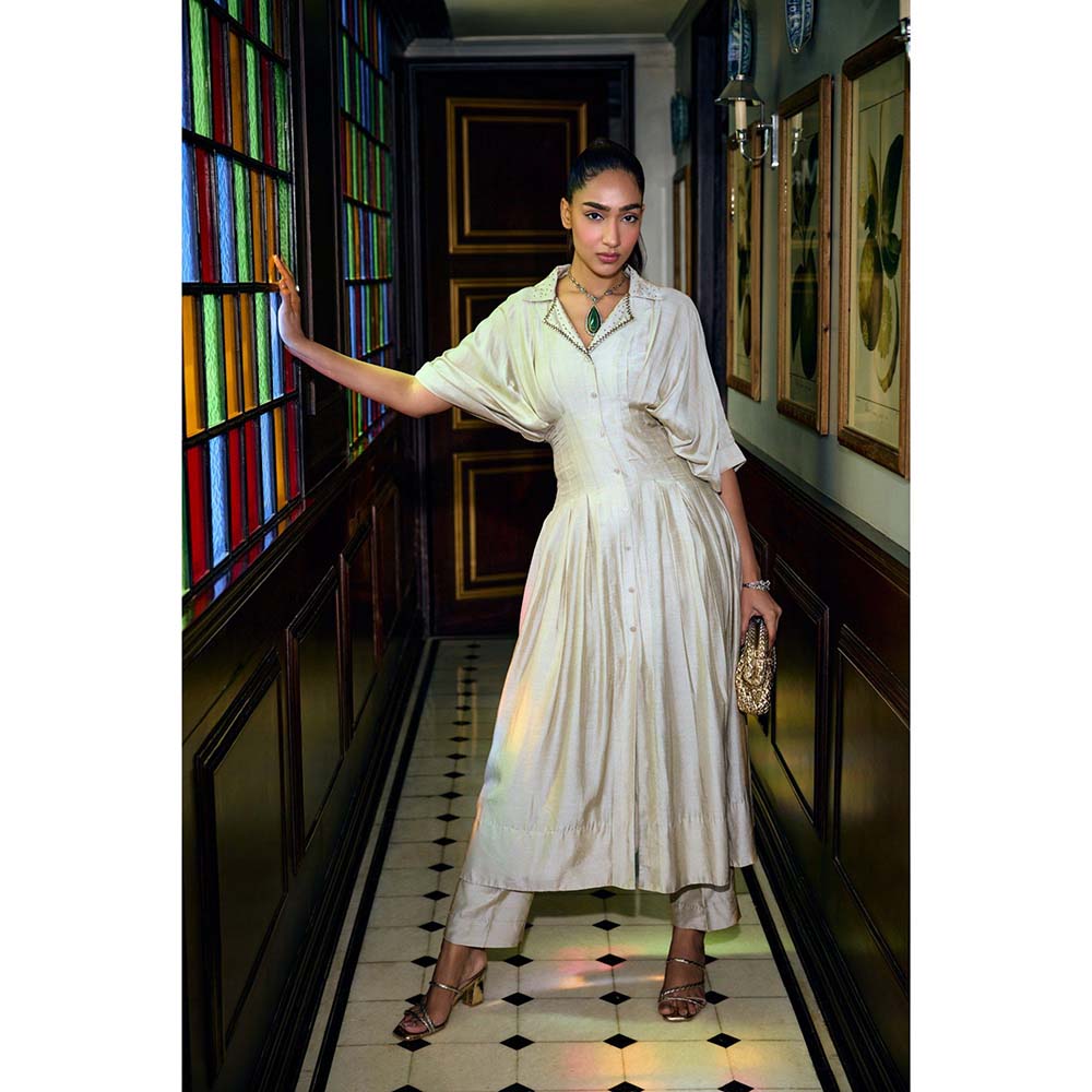 nona Aira Pleated Co-Ord Set - Ivory