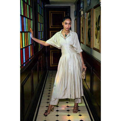 nona Aira Pleated Co-Ord Set - Ivory