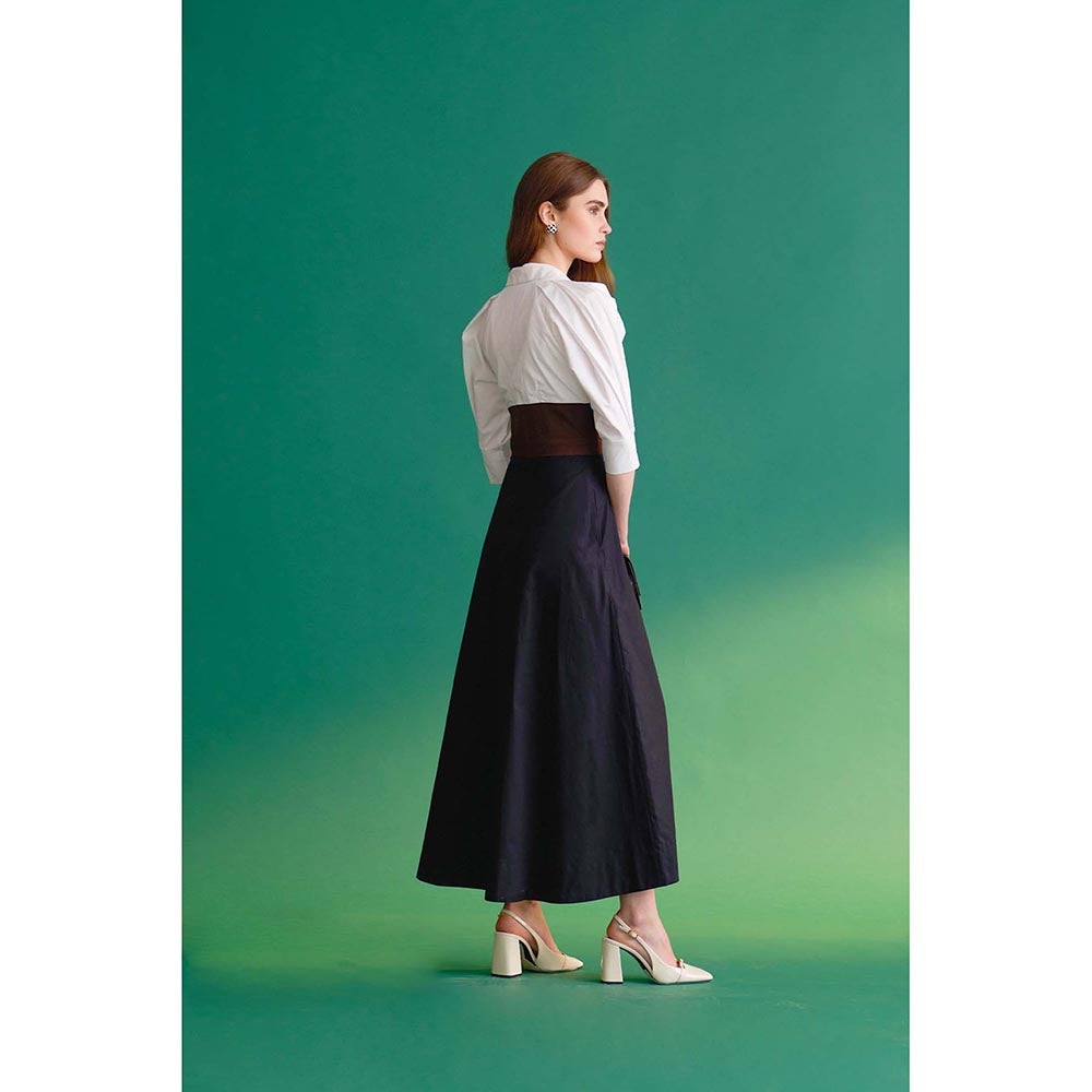 Notebook Women Multicolour Collar Neck Color Blocked Midi Dress
