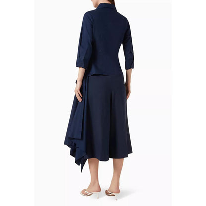 Notebook Women Navy Blue Solid Collar Neck Shirt