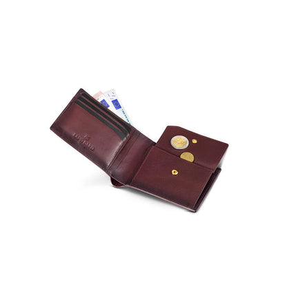 Lapis Bard Red Ducorium Bi-Fold Wallet With Coin Pocket