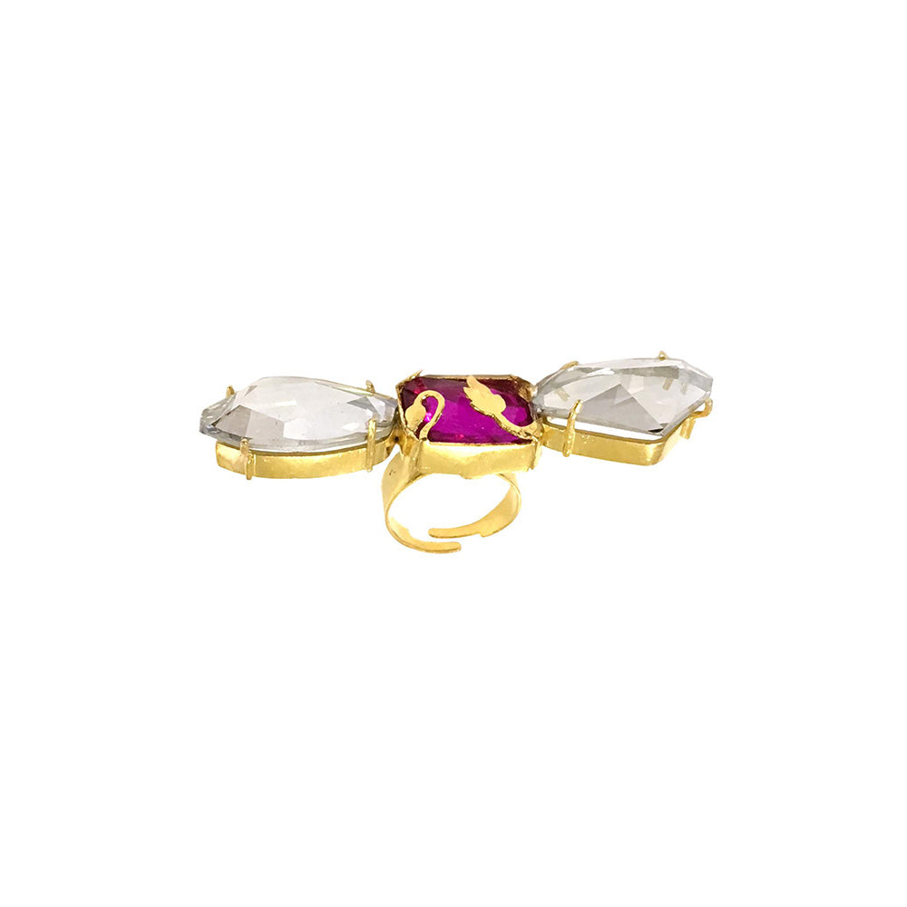 ORNAMAAS Inflorescence Flower Vine Cocktail Ring