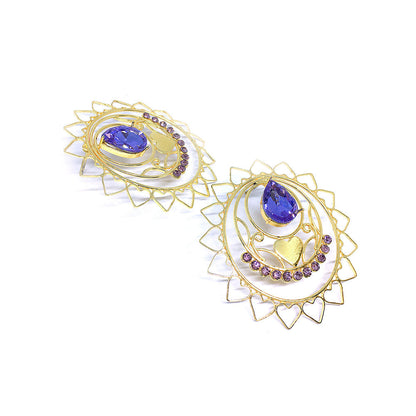 ORNAMAAS Goldplated Heart Radial Lavender Earrings
